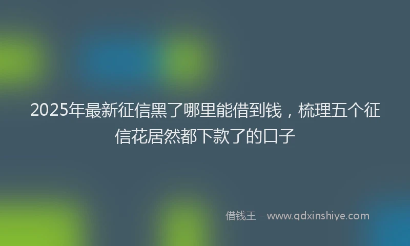 2025年最新征信黑了哪里能借到钱，梳理五个征信花居然都下款了的口子