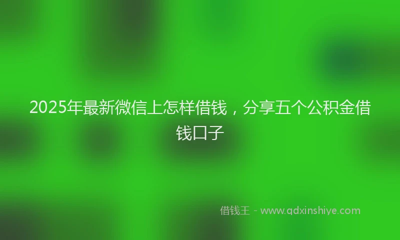 2025年最新微信上怎样借钱，分享五个公积金借钱口子