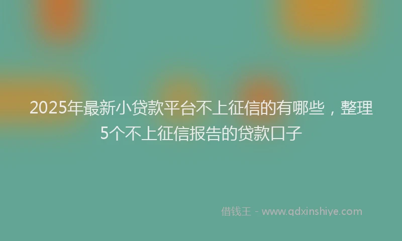 2025年最新小贷款平台不上征信的有哪些，整理5个不上征信报告的贷款口子