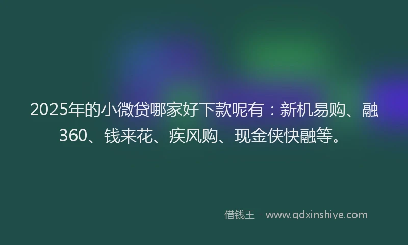 2025年的小微贷哪家好下款呢有：新机易购、融360、钱来花、疾风购、现金侠快融等。