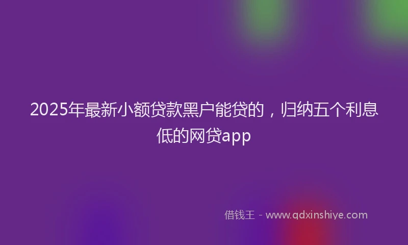 2025年最新小额贷款黑户能贷的，归纳五个利息低的网贷app