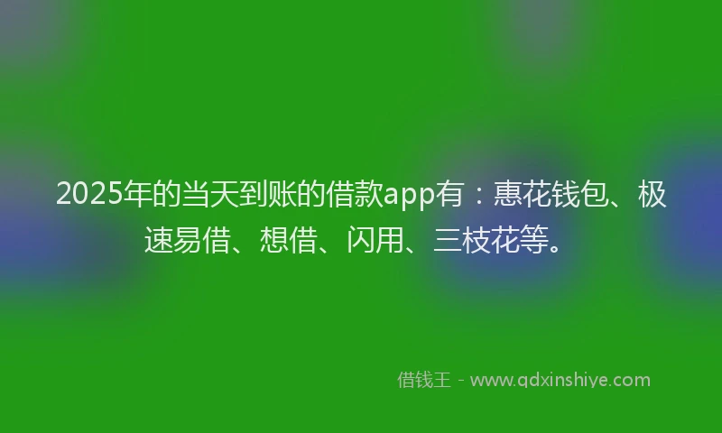 2025年的当天到账的借款app有：惠花钱包、极速易借、想借、闪用、三枝花等。