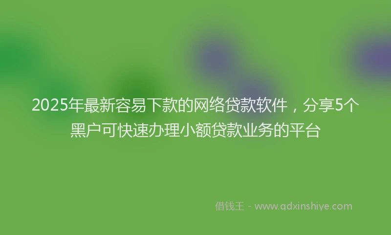 2025年最新容易下款的网络贷款软件，分享5个黑户可快速办理小额贷款业务的平台