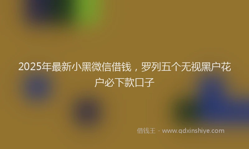 2025年最新小黑微信借钱，罗列五个无视黑户花户必下款口子