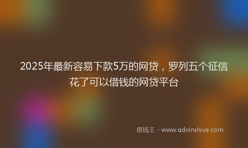 2025年最新容易下款5万的网贷，罗列五个征信花了可以借钱的网贷平台