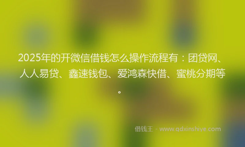 2025年的开微信借钱怎么操作流程有：团贷网、人人易贷、鑫速钱包、爱鸿森快借、蜜桃分期等。