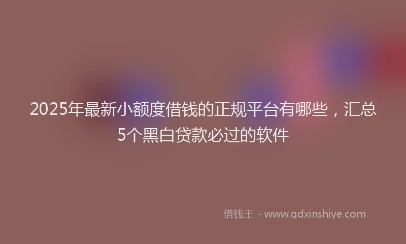 2025年最新小额度借钱的正规平台有哪些，汇总5个黑白贷款必过的软件