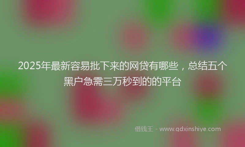 2025年最新容易批下来的网贷有哪些，总结五个黑户急需三万秒到的的平台