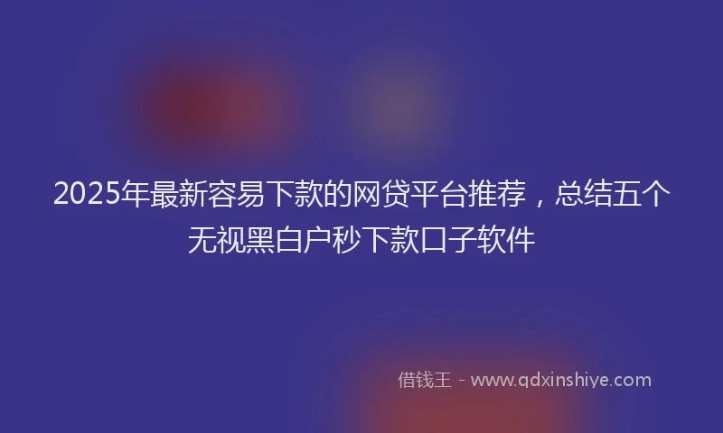 2025年最新容易下款的网贷平台推荐，总结五个无视黑白户秒下款口子软件