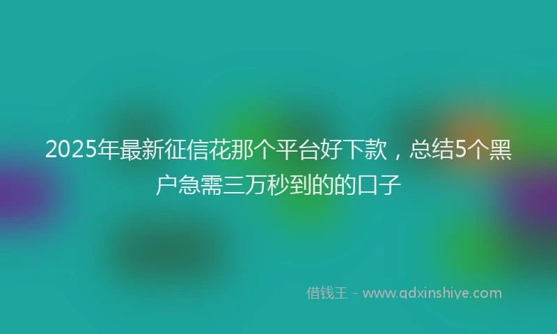 2025年最新征信花那个平台好下款，总结5个黑户急需三万秒到的的口子