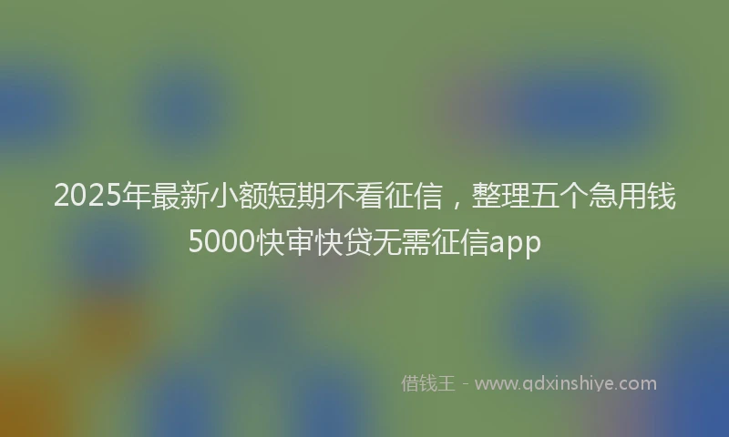 2025年最新小额短期不看征信，整理五个急用钱5000快审快贷无需征信app
