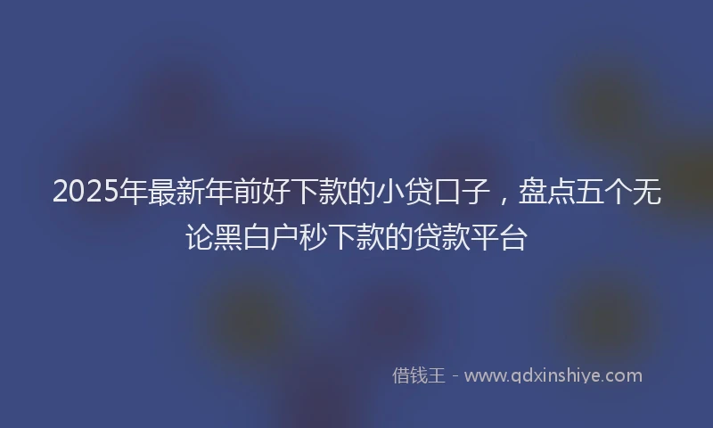 2025年最新年前好下款的小贷口子，盘点五个无论黑白户秒下款的贷款平台
