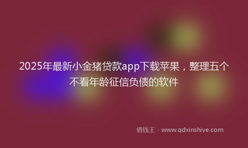 2025年最新小金猪贷款app下载苹果，整理五个不看年龄征信负债的软件
