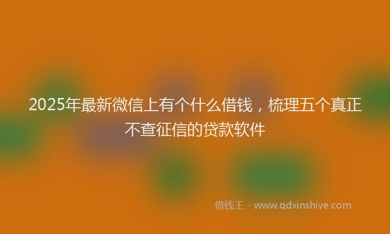 2025年最新微信上有个什么借钱，梳理五个真正不查征信的贷款软件