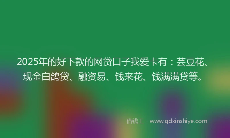 2025年的好下款的网贷口子我爱卡有：芸豆花、现金白鸽贷、融资易、钱来花、钱满满贷等。