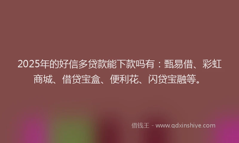 2025年的好信多贷款能下款吗有：甄易借、彩虹商城、借贷宝盒、便利花、闪贷宝融等。