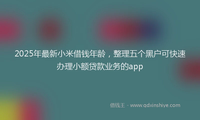 2025年最新小米借钱年龄，整理五个黑户可快速办理小额贷款业务的app