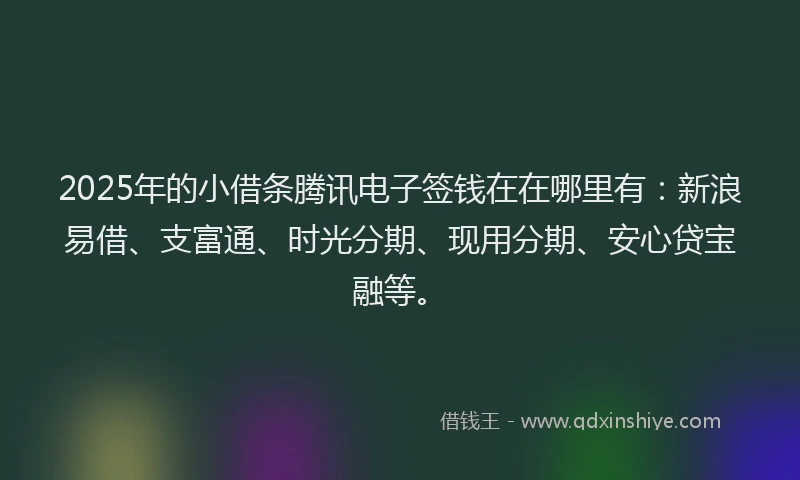 2025年的小借条腾讯电子签钱在在哪里有：新浪易借、支富通、时光分期、现用分期、安心贷宝融等。