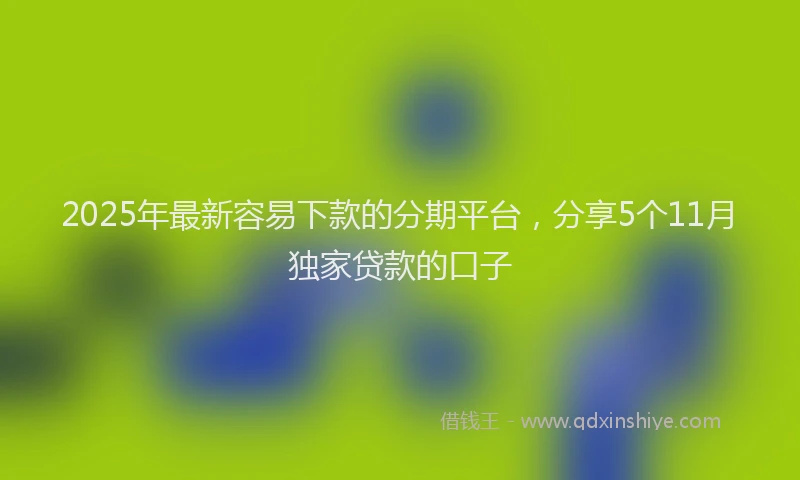 2025年最新容易下款的分期平台，分享5个11月独家贷款的口子