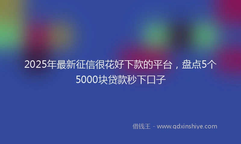 2025年最新征信很花好下款的平台，盘点5个5000块贷款秒下口子