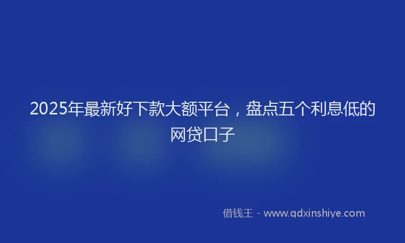 2025年最新好下款大额平台，盘点五个利息低的网贷口子