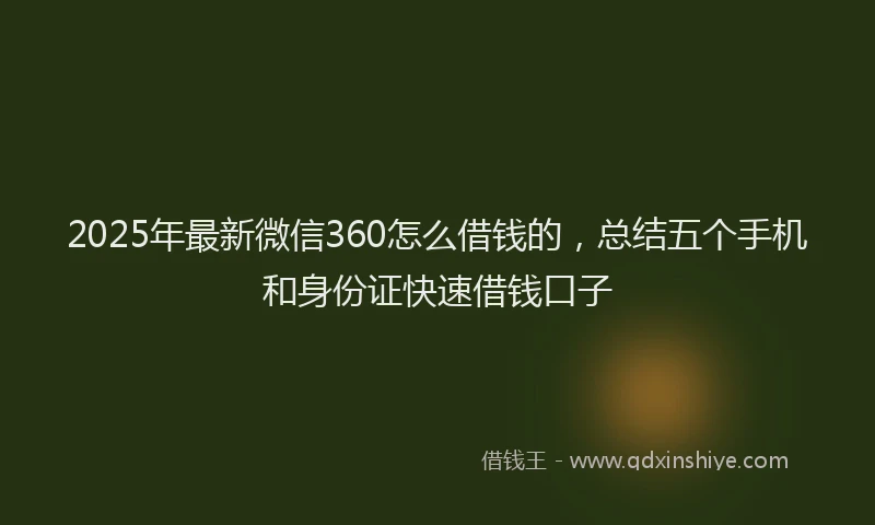 2025年最新微信360怎么借钱的，总结五个手机和身份证快速借钱口子