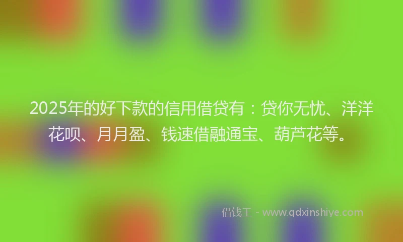 2025年的好下款的信用借贷有：贷你无忧、洋洋花呗、月月盈、钱速借融通宝、葫芦花等。