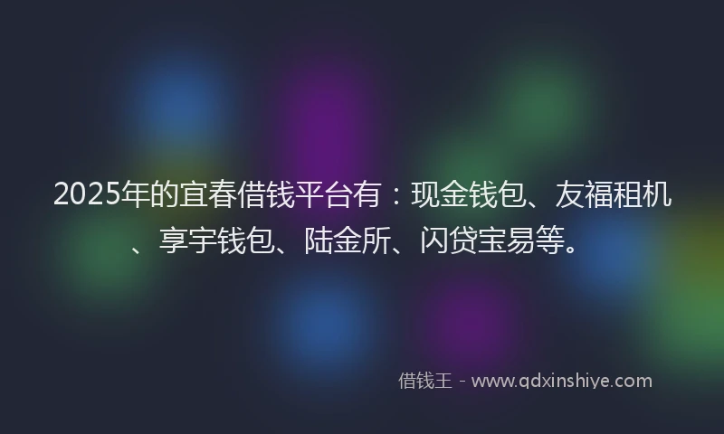 2025年的宜春借钱平台有：现金钱包、友福租机、享宇钱包、陆金所、闪贷宝易等。
