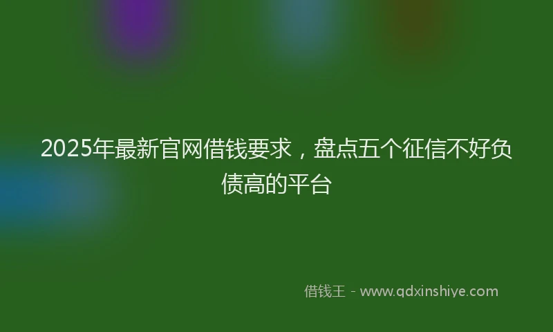 2025年最新官网借钱要求，盘点五个征信不好负债高的平台