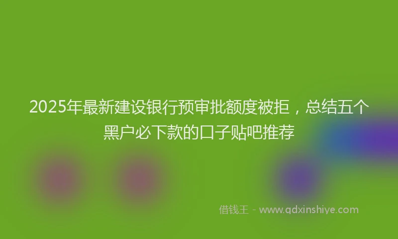 2025年最新建设银行预审批额度被拒，总结五个黑户必下款的口子贴吧推荐