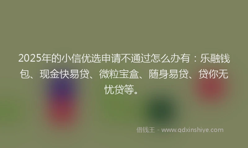 2025年的小信优选申请不通过怎么办有：乐融钱包、现金快易贷、微粒宝盒、随身易贷、贷你无忧贷等。