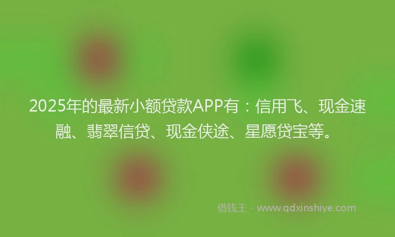 2025年的最新小额贷款APP有：信用飞、现金速融、翡翠信贷、现金侠途、星愿贷宝等。