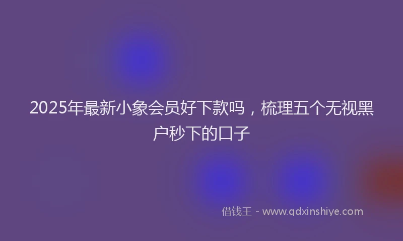 2025年最新小象会员好下款吗，梳理五个无视黑户秒下的口子