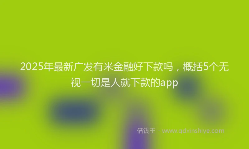 2025年最新广发有米金融好下款吗，概括5个无视一切是人就下款的app
