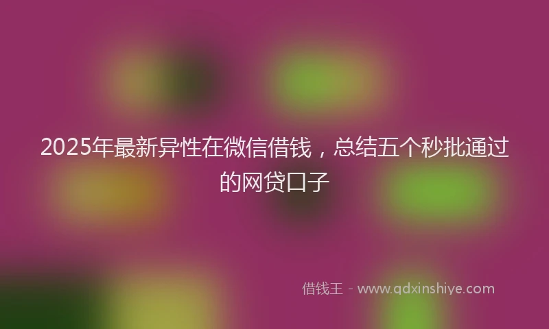 2025年最新异性在微信借钱，总结五个秒批通过的网贷口子