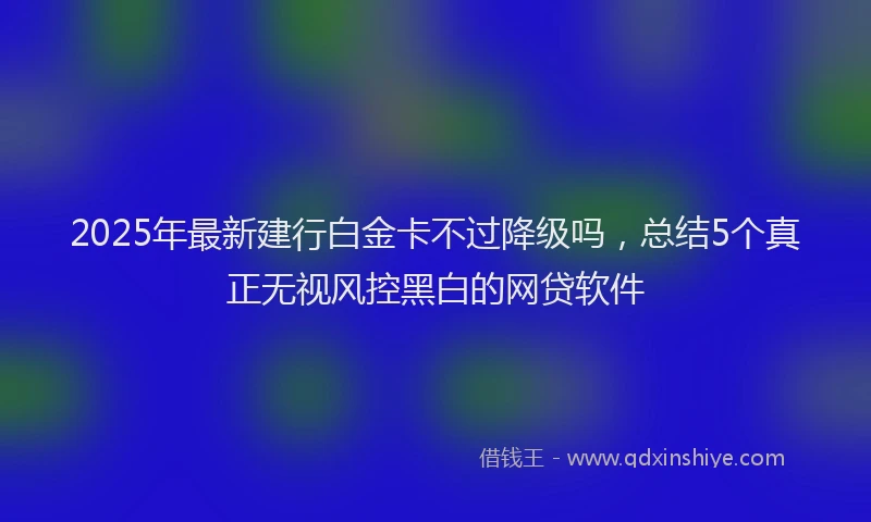 2025年最新建行白金卡不过降级吗，总结5个真正无视风控黑白的网贷软件