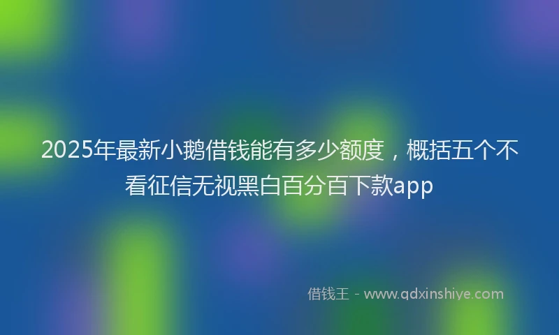 2025年最新小鹅借钱能有多少额度，概括五个不看征信无视黑白百分百下款app