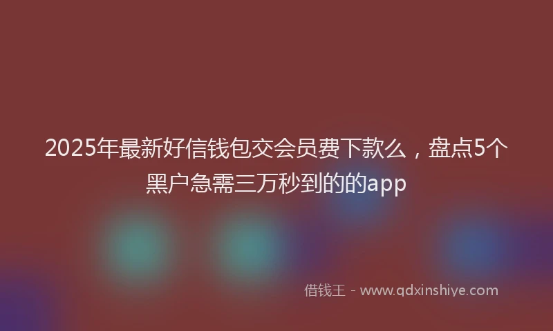 2025年最新好信钱包交会员费下款么，盘点5个黑户急需三万秒到的的app