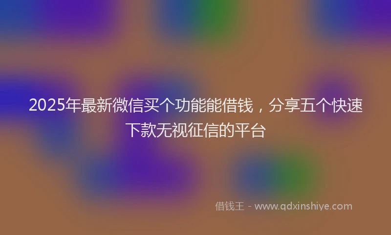 2025年最新微信买个功能能借钱，分享五个快速下款无视征信的平台