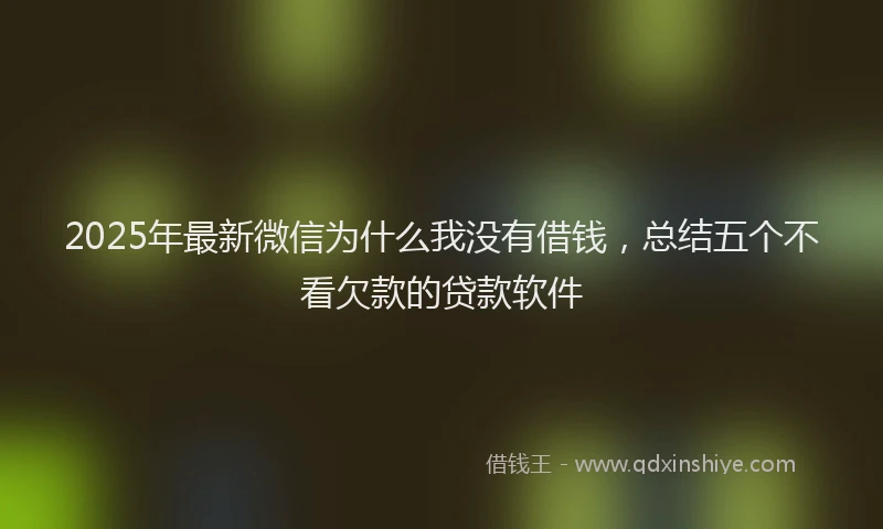 2025年最新微信为什么我没有借钱，总结五个不看欠款的贷款软件