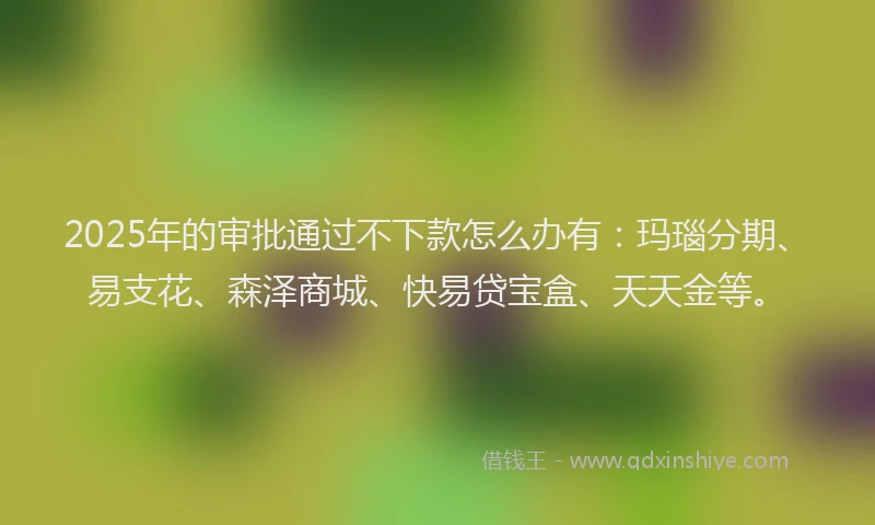 2025年的审批通过不下款怎么办有：玛瑙分期、易支花、森泽商城、快易贷宝盒、天天金等。