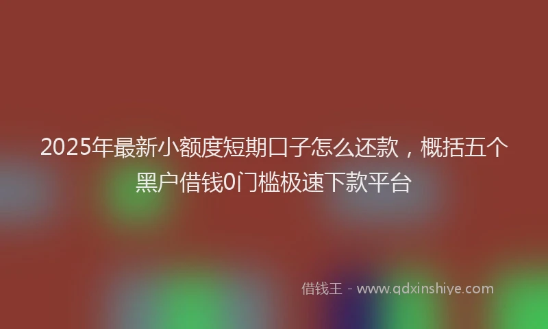 2025年最新小额度短期口子怎么还款，概括五个黑户借钱0门槛极速下款平台