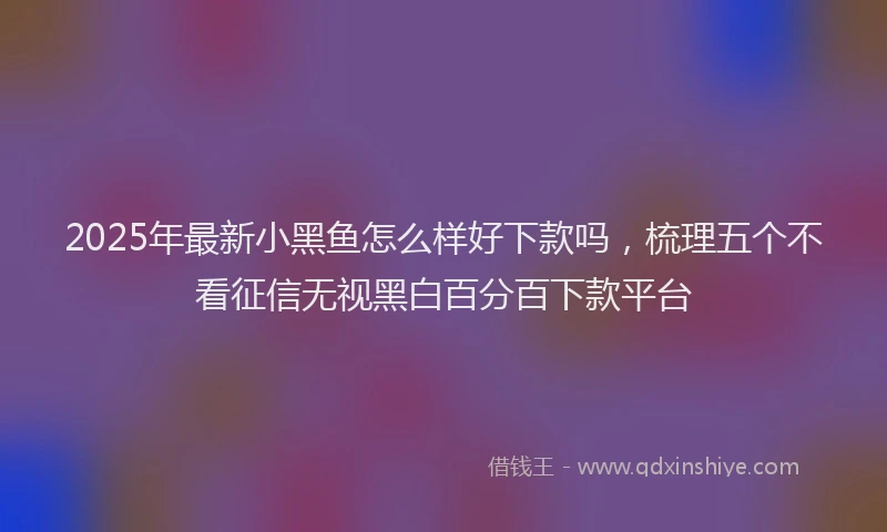 2025年最新小黑鱼怎么样好下款吗，梳理五个不看征信无视黑白百分百下款平台