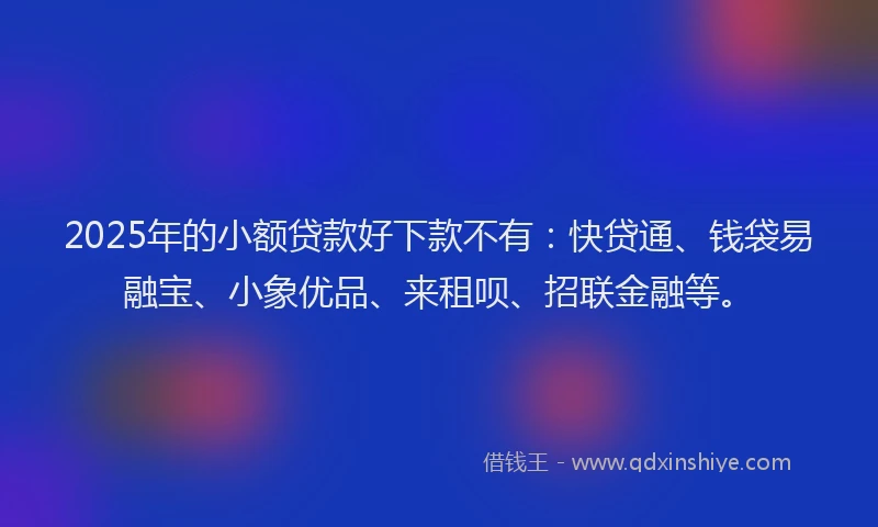2025年的小额贷款好下款不有：快贷通、钱袋易融宝、小象优品、来租呗、招联金融等。