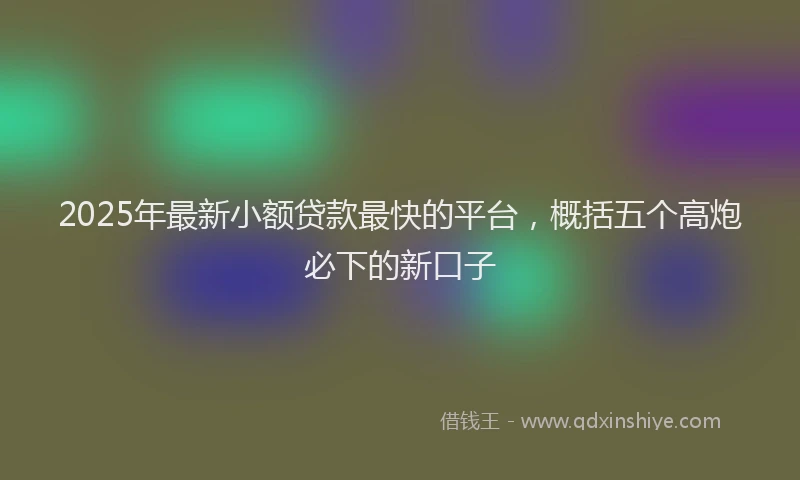2025年最新小额贷款最快的平台，概括五个高炮必下的新口子