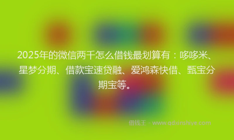 2025年的微信两千怎么借钱最划算有：哆哆米、星梦分期、借款宝速贷融、爱鸿森快借、甄宝分期宝等。