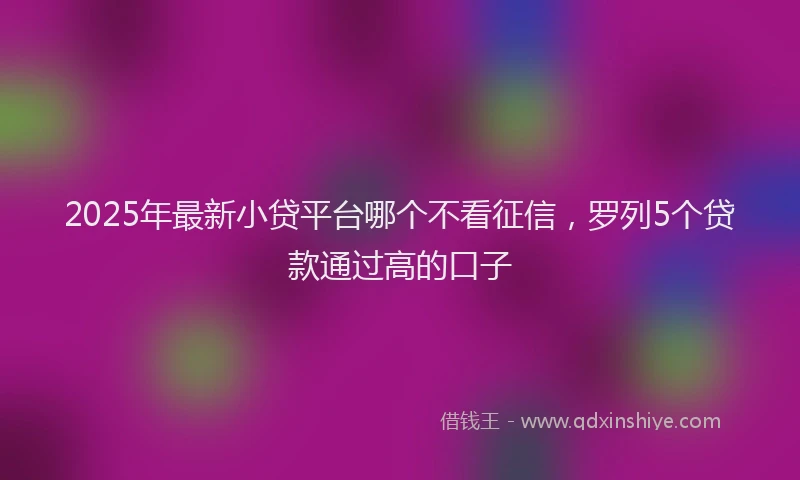 2025年最新小贷平台哪个不看征信，罗列5个贷款通过高的口子