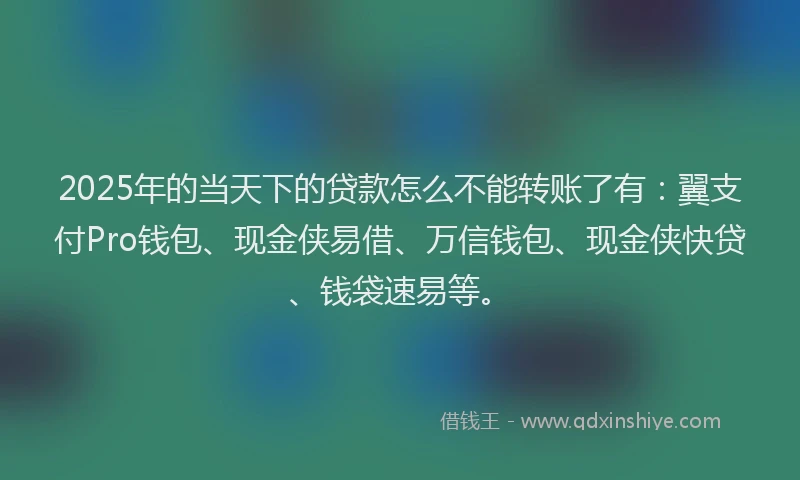 2025年的当天下的贷款怎么不能转账了有：翼支付Pro钱包、现金侠易借、万信钱包、现金侠快贷、钱袋速易等。