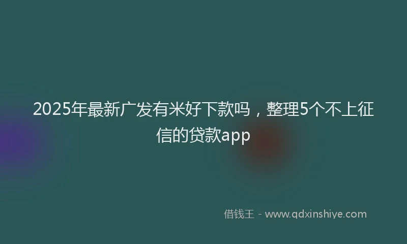 2025年最新广发有米好下款吗，整理5个不上征信的贷款app