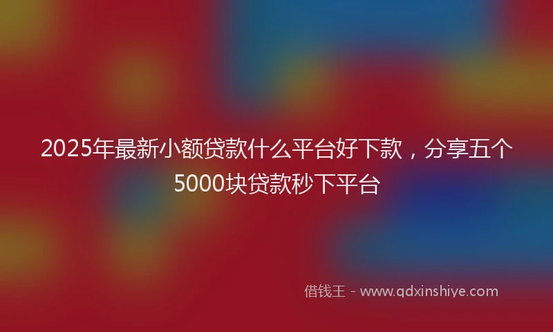 2025年最新小额贷款什么平台好下款，分享五个5000块贷款秒下平台